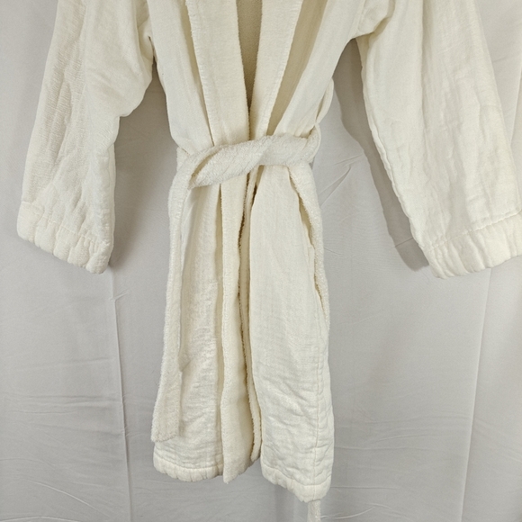 SOld Pottery Barn Cotton Linen Blend Robe In Cream Size Medium - Picture 2 of 10